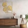 SIGNLEADER Metal Wall Art Decor Tropical Monsteras Leaves Minimalist Modern Abstract Wall Sculpture Hangings Home Decoration for Living Room, Bedroom, Bathroom, Kitchen, Outdoor - 30" Gold view 3