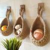 Hanging Wall Baskets, Boho Jute Hanging Basket Cotton Wall Hanging Vegetable Fruit Basket For Kitchen Storage Hanging Containers Breathable Handwoven Wall Mount Fruit Basket ( Size : E(W27 X H26 X33cm view 2
