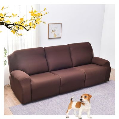 1/2/3 Seater Recliner Sofa Seat Covers Fabric Stretchy 4/6/8-Pieces Couch Slipcover Armchair Cover Non-Slip Furniture Protector, Elastic Spandex Soft Recliner Chair Protectors with Side Pocket ( Color