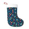 WURTON Christmas Stocking Ocean Fish Turtle Jellyfish Print Xmas Stockings for Party Decor Family Holiday Hanging Stockings view 1