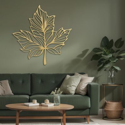 SIGNLEADER Metal Wall Art Decor Botanical Leaf Modern Abstract Wall Sculpture Hangings Home Decoration for Living Room, Bedroom, Bathroom, Kitchen, Outdoor - 24" Gold