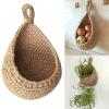 Hanging Wall Baskets, Boho Jute Hanging Basket Cotton Wall Hanging Vegetable Fruit Basket For Kitchen Storage Hanging Containers Breathable Handwoven Wall Mount Fruit Basket ( Size : D(W21 X H21 X23cm view 1