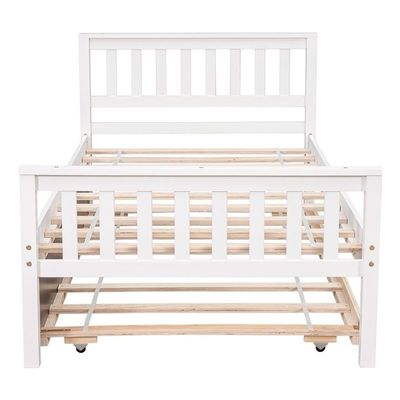 Direct Wicker White Wood Twin Bed with Trundle Headboard and Footboard for Bedroom