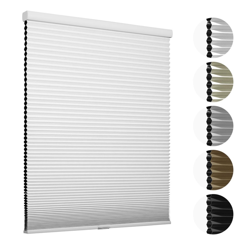 HOTSOON Blackout 1.5" Cell Honeycomb Blinds for Windows Cordless Cellular Shades Hidden Mounting Room Darkening for Home, Office, White, 38" W x 86" H