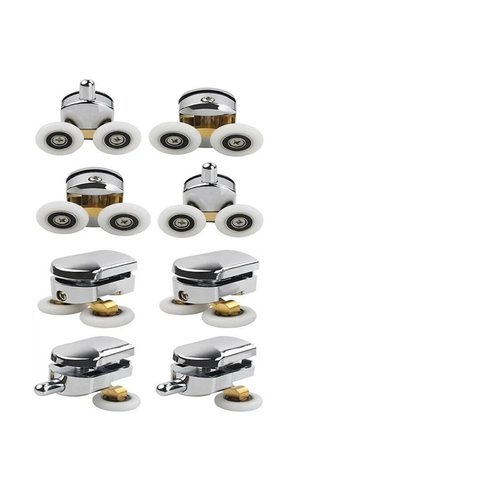 SBTRKT 4pcs Double Wheel Sliding Shower Screen Door Roller Top and Bottom 23mm Zinc Alloy Pulleys Bathroom Replacement Accessories Tool