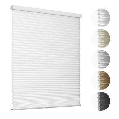 HOTSOON Light Filtering 1.5" Cell Honeycomb Blinds for Windows Cordless Cellular Shades Hidden Mounting Room Darkening for Home, Office, White, 22" W x 64" H