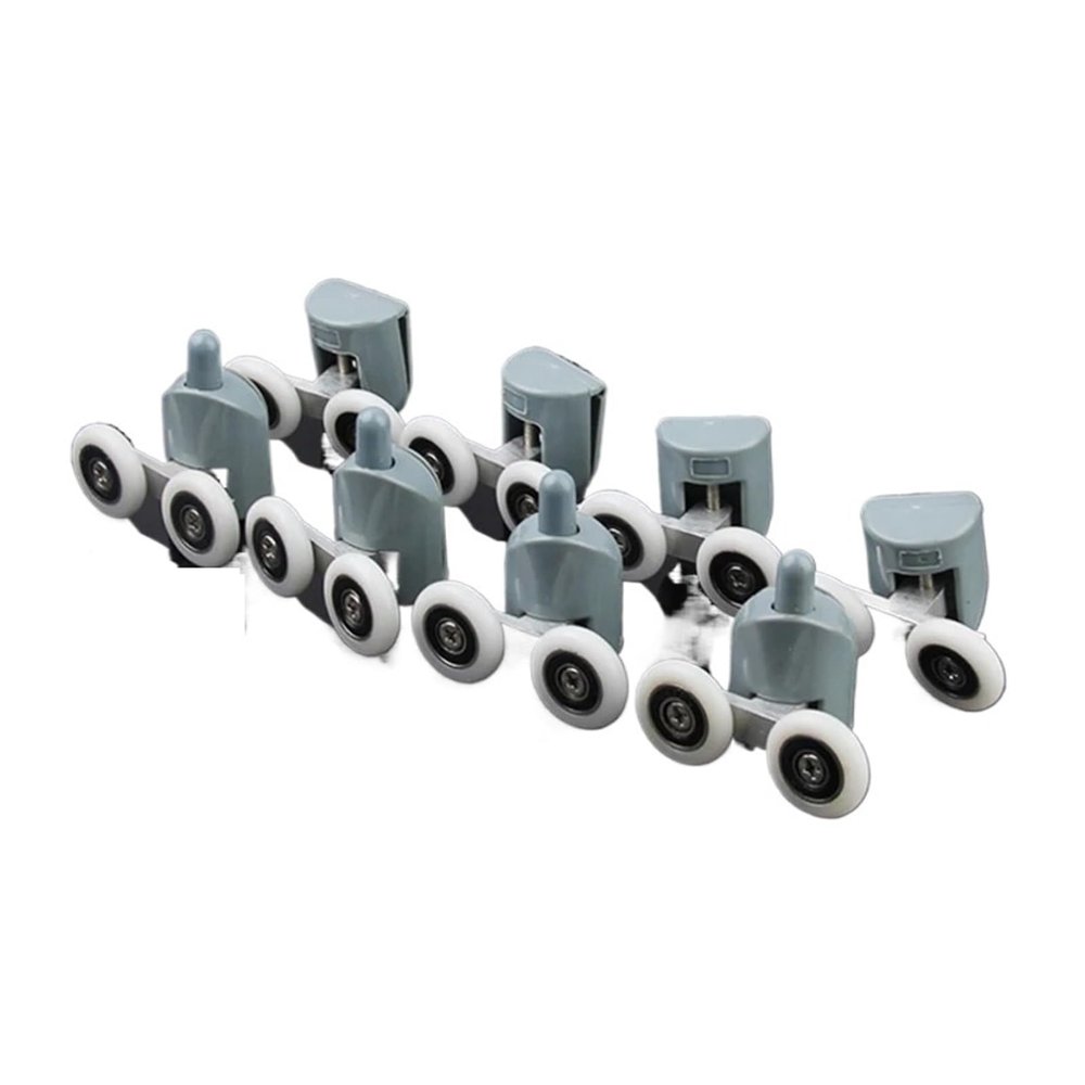 SBTRKT Zinc Alloy Double Shower Door Roller Wheel Runner/Pulleys/Rollers/Wheels Bearing Diameter 19mm/20mm/23mm/25mm/27mm (Color : 4pcs Upper Part, Size : 27mm)