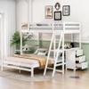 YOPTO Twin Over Full Bunk Bed with Built-in Desk and Three Drawers,Pine Wood Convertible Twin Over Full L-Shaped Loft Bunk Bed Frame for Kids Teens Adults,White view 1