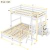 YOPTO Twin Over Full Bunk Bed with Built-in Desk and Three Drawers,Pine Wood Convertible Twin Over Full L-Shaped Loft Bunk Bed Frame for Kids Teens Adults,White view 2