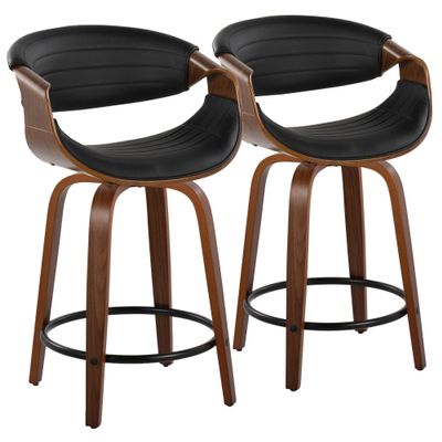 LumiSource Symphony Counter Stools for Kitchen Counter in Faux Leather, Counter Height Chairs, Bar Stools Set of 2, Counter Height Chairs, Bar Stools for Kitchen Island