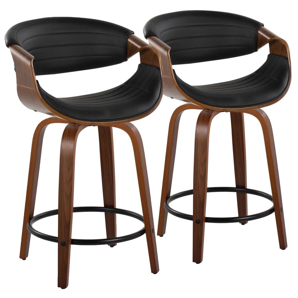 LumiSource Symphony Counter Stools for Kitchen Counter in Faux Leather, Counter Height Chairs, Bar Stools Set of 2, Counter Height Chairs, Bar Stools for Kitchen Island