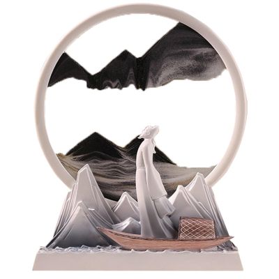 Fodalob Creative Rotating Hourglass Deep Sea Sandscape Ornaments Home Entrance Living Room TV Cabinet Crafts Wine Cooler Decorations - 12inch