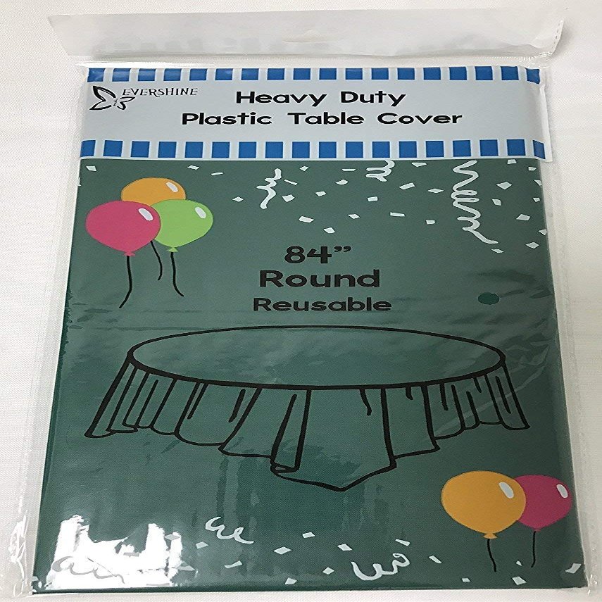 Evershine 24 Pack 84" Hunter Green Round Heavy Duty Plastic Table Covers Tablecloth (Reusable) (Round 84", Hunter Green)