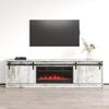 Meble Furniture Granero 04 BL-EF TV Stand with Electric Fireplace - Modern Rectangular TV Stand with Storage Cabinets - Media Entertainment Center Console Table for TV Up to 85" - Whitewash view 1
