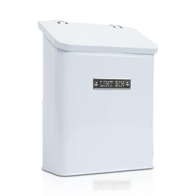 Embossed Magnetic Lint Bin For Laundry Room | Modern Farmhouse Laundry Lint Bin | Lint Trash Can For Laundry Room | White Lint Bin For Laundry Room Magnetic | Space Saving Storage Laundry Bin with Lid
