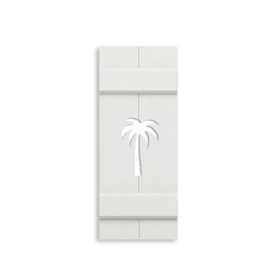 Board and Batten PVC Exterior Shutter with Palm Tree Cutout (11.5 inch x 47 inch)