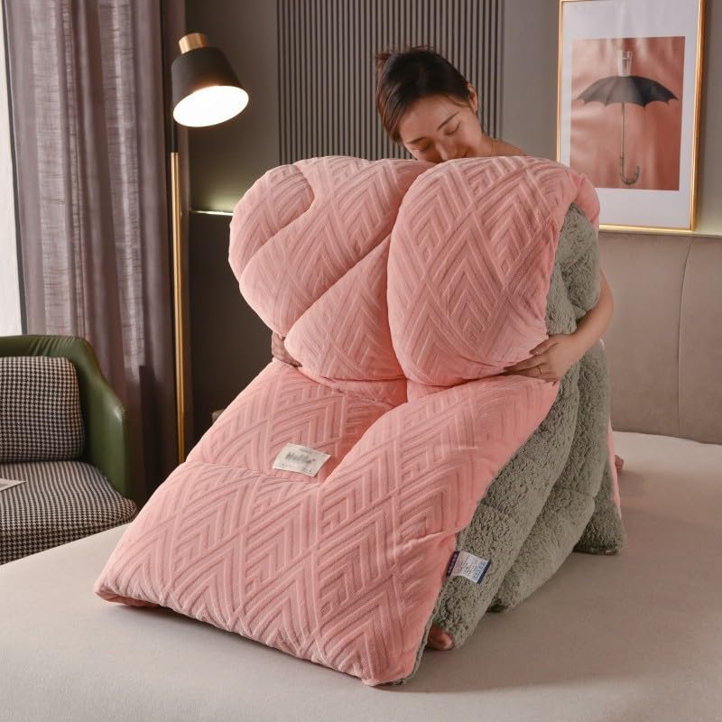 XHCTNN Quilt King Size Sherpa Full Size - Warm Thickened Lambswool Comforter Core - Winter Double Sided Fluffy Lamb Fleece Quilt Blanket(D,200 * 230cm/4.5kg)
