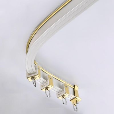 Curtain Rail White, 1-15 M Bendable Curved Shower Curtains Rod Room Divider System for RV Hospital Hotel Dormitory, Flexible Ceiling Wall Single Tracks Panels ( Color : Wall Mount , Size : 2m/6.56ft )