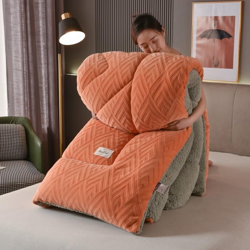 XHCTNN Quilt King Size Sherpa Full Size - Warm Thickened Lambswool Comforter Core - Winter Double Sided Fluffy Lamb Fleece Quilt Blanket(B,200 * 230cm/4.5kg)