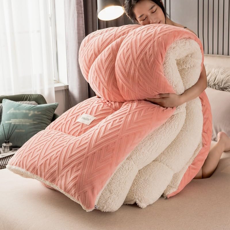XHCTNN Warm Thickened Lambswool Comforter Core, Soft Warmth Quilt Blanket Sherpa Winter King Full Size Fluffy Double Sided Lamb Fleece Comforter Core(C,200 * 230cm/4.0kg)