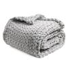 YnM Velvet Weighted Blanket, Handmade Chunky Knitted Design, Soft and Cozy, Temperature Regulating and Breathable, Machine Washable Throw for Sleep or Home Decor (Light Grey, 60x80 Inch, 20lbs) view 1