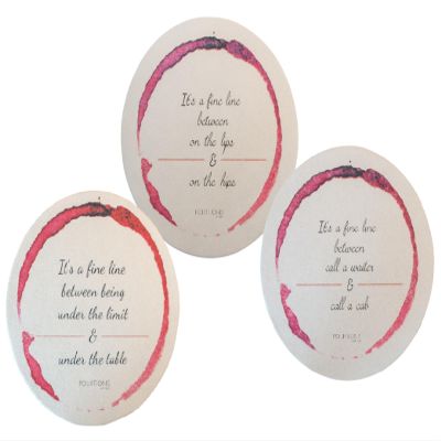 Boston International Paper Coasters Pourtions Cocktail Coaster Set, 9-Count, Red Wine