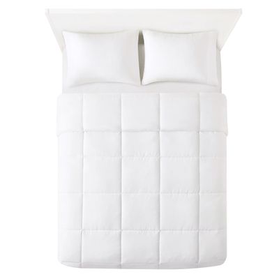 RAJVEER TEXTILE All Season Down Alternative 300 GSM Quilted Comforter - Microfiber Duvet Insert with Corner Tabs - Machine Washable Bed Comforter- Oversized King 120 by 120 inch, White Color