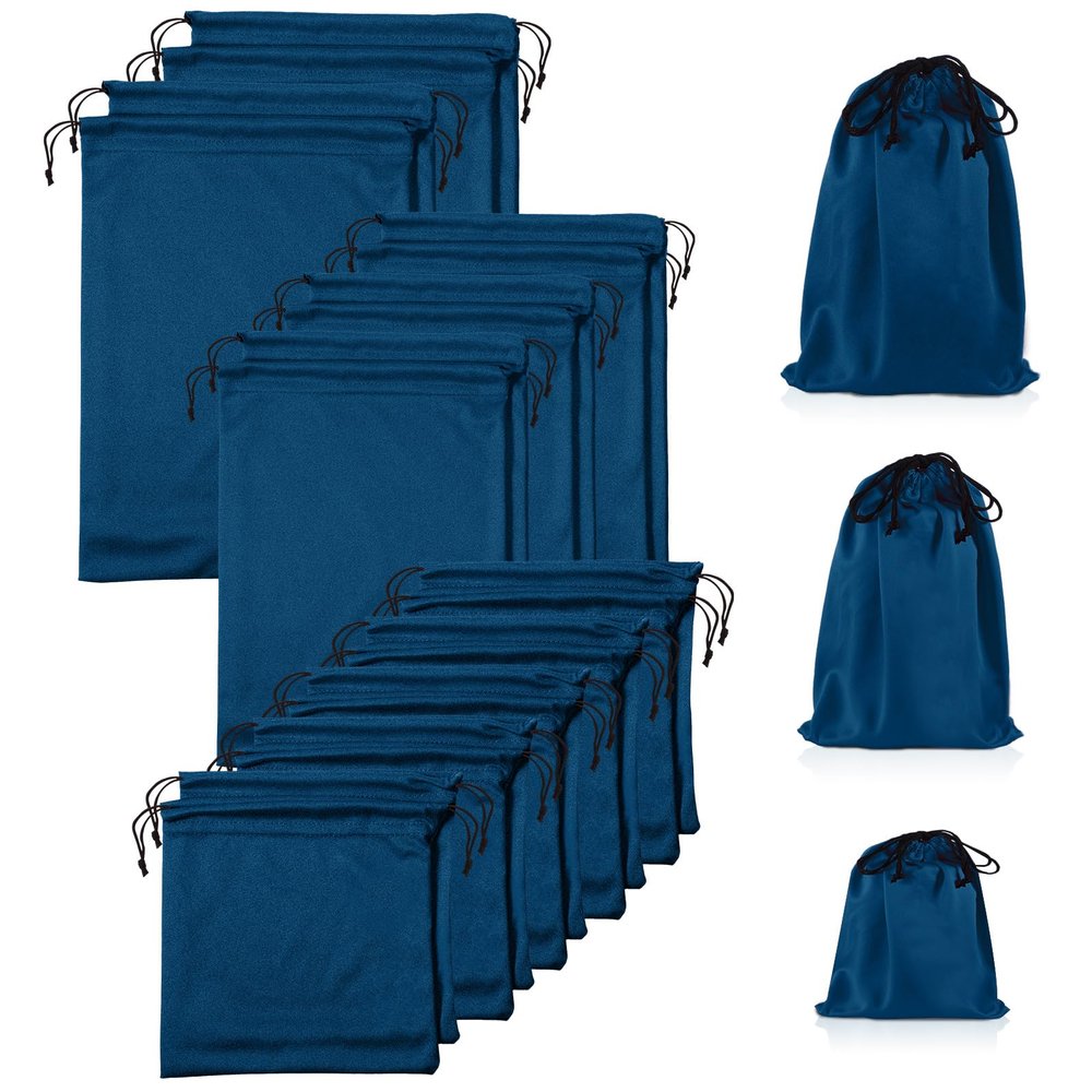 20 Pcs Satin Game Storage Bags for Women Men, S,M,L, Blue
