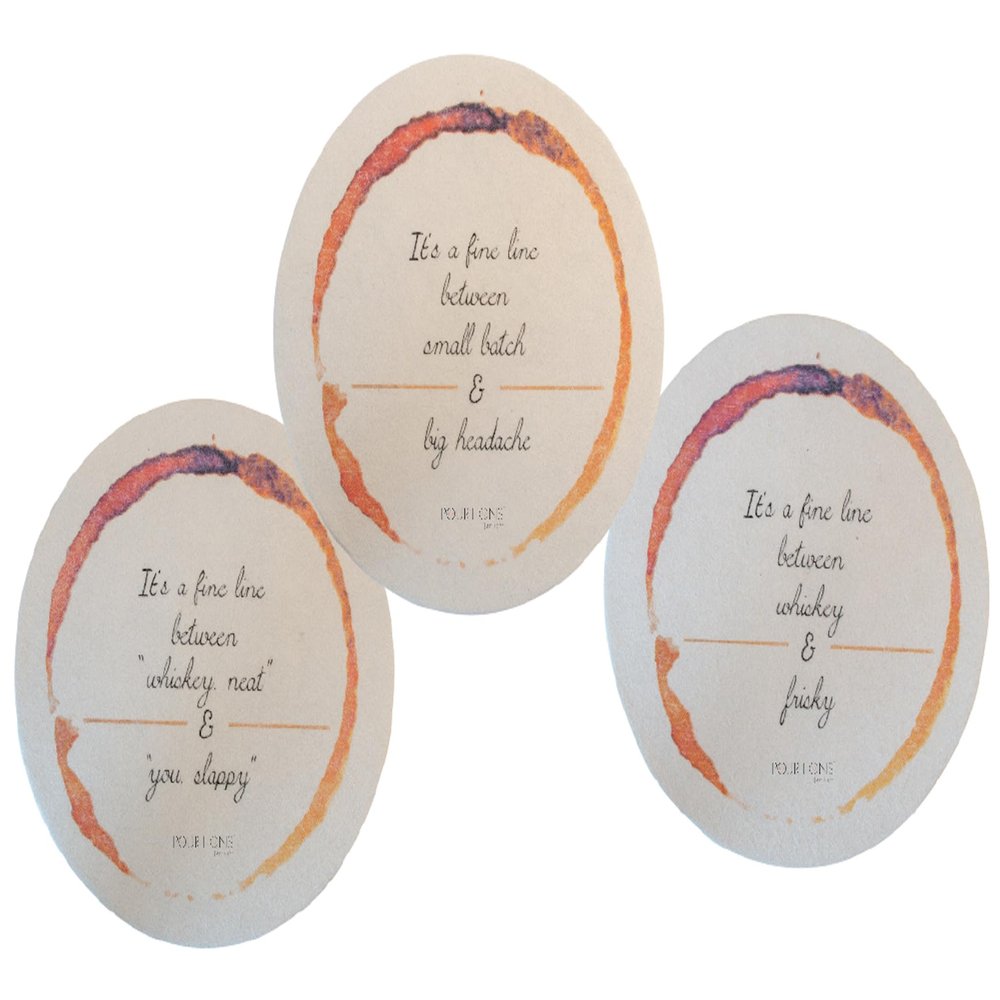 Boston International Paper Coasters Pourtions Cocktail Coaster Set, 9-Count, Whiskey