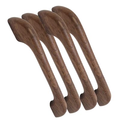 wood handle,wardrobe handles,4pcs Wooden Cabinet Knobs,Door Handle Pulls Black Walnut Wardrobe Kitchen Cabinet Cupboard Door Mounting Screws(Hole Distance: 128mm) ( Color : Black , Size : Hole distanc
