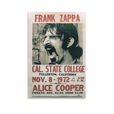 AAHARYA Frank Zappa Alice Cooper 1972 Posters Music Art Room Aesthetic Posters Canvas Painting Wall Art Poster for Bedroom Living Room Decor 20x30inch(50x75cm) Unframe-style