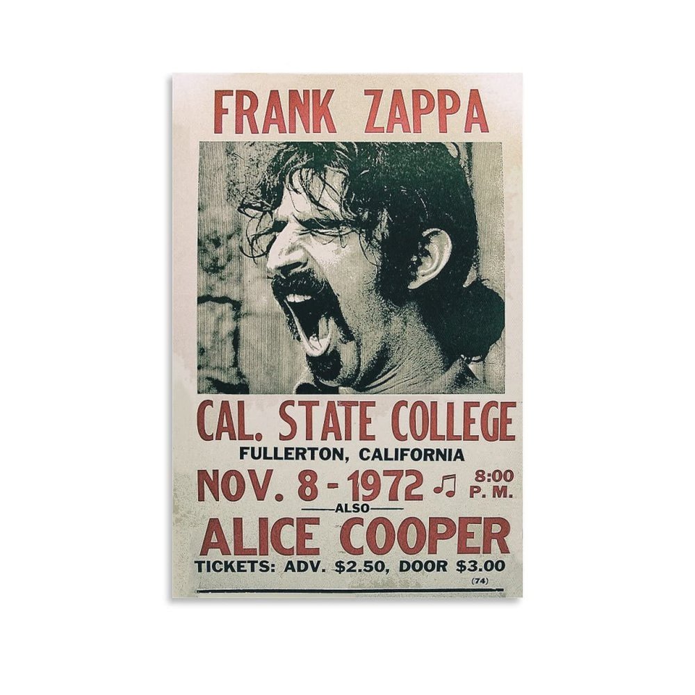 AAHARYA Frank Zappa Alice Cooper 1972 Posters Music Art Room Aesthetic Posters Canvas Painting Wall Art Poster for Bedroom Living Room Decor 20x30inch(50x75cm) Unframe-style