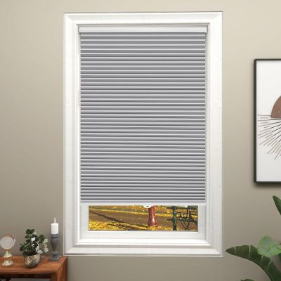 Changshade Window Shades Black Out Sliding Glass Door Blinds Cordless, Blackout Cellular Honeycomb Shade Pleated 1 Inch No Drill Stick On Easy Install Home, Shade Size 58.5" Width56" Height, Grey