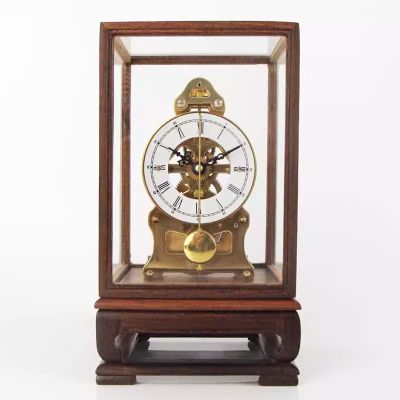 Grandfather Clock Modern Wood Pendulum Clock Mechanical See-Through Minimalist Dial Table Clock Easy to Read for Living Room Decor, Office & Home Decor Gift