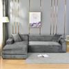 Hixingo Stretch Sofa Covers Velvet Couch Cover Solid Color Sofa Slipcovers, Washable Armchair Cover Non-Slip Couch Covers Loveseat Covers Sofa Cover (Large (75"-91"),Gray) view 1