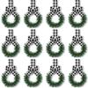 Retrowavy 12 Pcs Christmas Kitchen Cabinet Wreaths with Ribbon 3.94 Inch Mini Christmas Wreath Small Kitchen Xmas Decor for Window Door(White and Black Plaid,Stylish Style) view 1