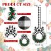 Retrowavy 12 Pcs Christmas Kitchen Cabinet Wreaths with Ribbon 3.94 Inch Mini Christmas Wreath Small Kitchen Xmas Decor for Window Door(White and Black Plaid,Stylish Style) view 2