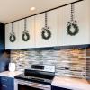 Retrowavy 12 Pcs Christmas Kitchen Cabinet Wreaths with Ribbon 3.94 Inch Mini Christmas Wreath Small Kitchen Xmas Decor for Window Door(White and Black Plaid,Stylish Style) view 3
