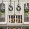 Retrowavy 12 Pcs Christmas Kitchen Cabinet Wreaths with Ribbon 3.94 Inch Mini Christmas Wreath Small Kitchen Xmas Decor for Window Door(White and Black Plaid,Stylish Style) view 4