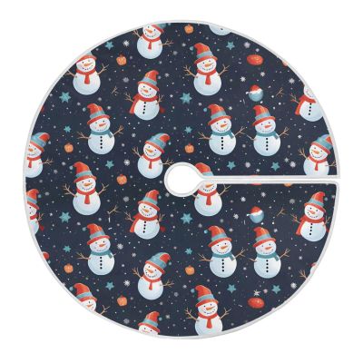 ALAZA Color Snowman Ball Bell Snowflake Christmas Tree Skirt Decoration for Merry Christmas Party Decorations Holiday Xmas 35.4 Inches
