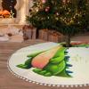 48" Christmas Tree Skirt with Pom Poms Cute Dinosaur Christmas Tree Mat Cover Xmas Tree Skirt for Xmas Holiday Party Christmas Decoration Ornaments Pom Poms Tree Skirt for Happy New Year view 1