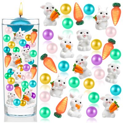240Pcs Easter Vase Filler, Multicolor Pearl Beads Candy Cane Faux Pearls for Vases Home Table Centerpiece Party Decor
