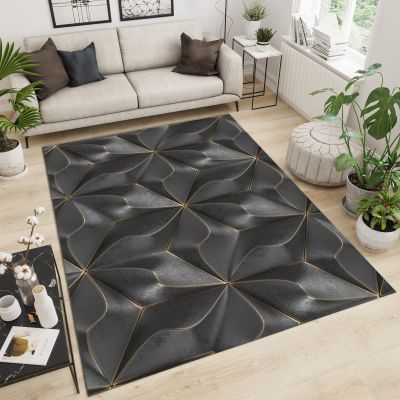 3D Gray Relief Marble Area Rugs, Gray Lines Optical Illusion Rug Apartment Carpet, Rug Pad Wear-Resistant and Non-Slip with Backing Apply to Cafe Office Door Mats Porch,68ft/180 * 240cm