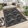 3D Gray Relief Marble Area Rugs, Gray Lines Optical Illusion Rug Apartment Carpet, Rug Pad Wear-Resistant and Non-Slip with Backing Apply to Cafe Office Door Mats Porch,68ft/180 * 240cm view 1