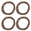PATIKIL 6 Inch Rattan Wreath, 4 Pcs Christmas Round Natural Vine Branch Wreath Garland Floral Ring Hoop for Door Window Hanging Decorations, Brown view 1