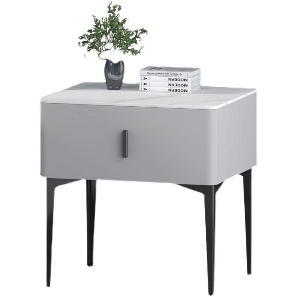 ULTRAWAVE Nightstands Nordic Fashion Bedside Table Living Room Bedroom Storage Cabinet Marble Countertop Locker with Drawer Bedside Table Bedside Table (Color : A)