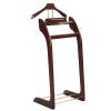Birch Suit Rack,Brown Clothes Valet Stand for Men with Top Tray Contour Hanger Trouser Bar and Shoe Rack Floor Stand Garment Rack,for Bedroom Office and Senior Clubs view 2