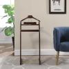 Birch Suit Rack,Brown Clothes Valet Stand for Men with Top Tray Contour Hanger Trouser Bar and Shoe Rack Floor Stand Garment Rack,for Bedroom Office and Senior Clubs view 3
