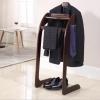 Birch Suit Rack,Brown Clothes Valet Stand for Men with Top Tray Contour Hanger Trouser Bar and Shoe Rack Floor Stand Garment Rack,for Bedroom Office and Senior Clubs view 4