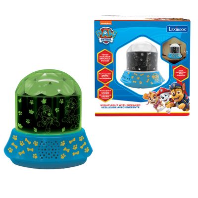 LEXiBOOK - Paw Patrol, Nightlight Projector with Speaker, Luminous projections on The Ceiling, Paw Patrol Icons, Kids Bedroom lamp, Color Decorative Light - NLJ035PA